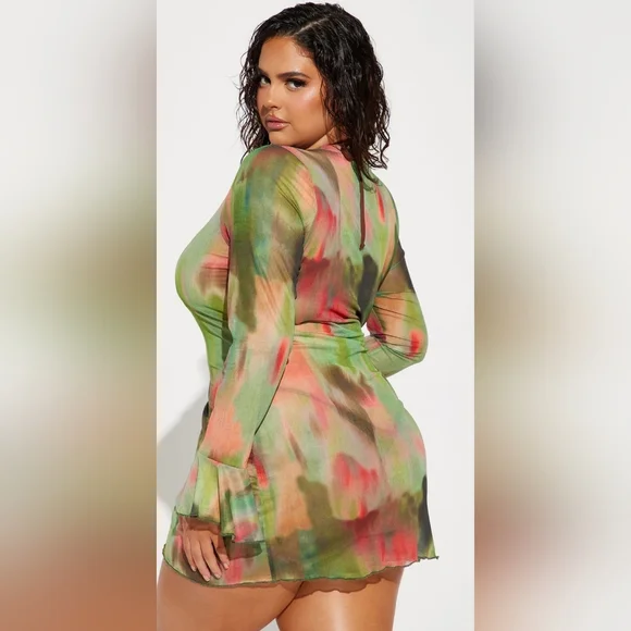 Fashion Nova Olivia Cut Out Mesh Cover Up Dress NWT - Picture 2 of 6